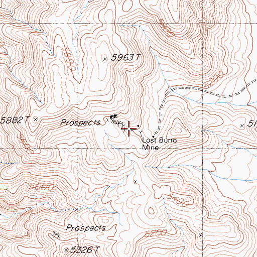 Topographic Map of Lost Burro Mine, CA