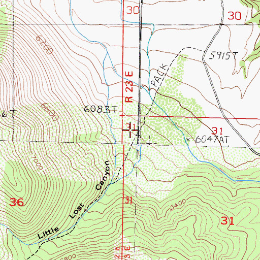 Topographic Map of Lost Canyon Trail (historical), CA
