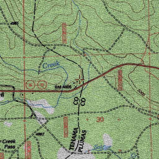 Topographic Map of Lost Creek Maintenance Station, CA