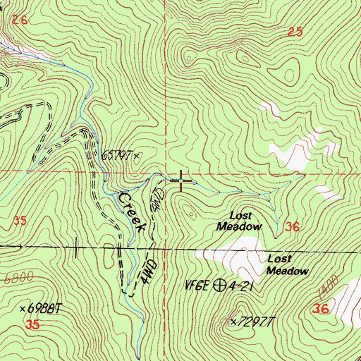 Topographic Map of Lost Meadow, CA