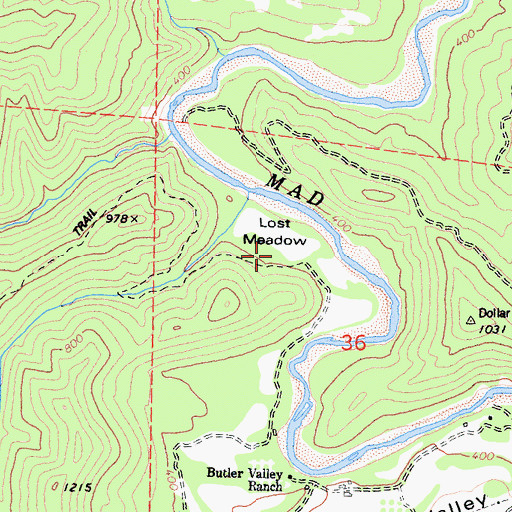 Topographic Map of Lost Meadow, CA