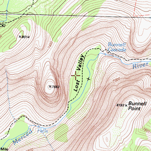 Topographic Map of Lost Valley, CA