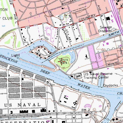 Topographic Map of Louis Park, CA