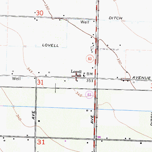 Topographic Map of Lovell High School, CA