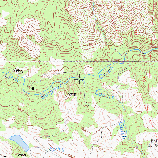 Topographic Map of Lovers Gulch Creek, CA