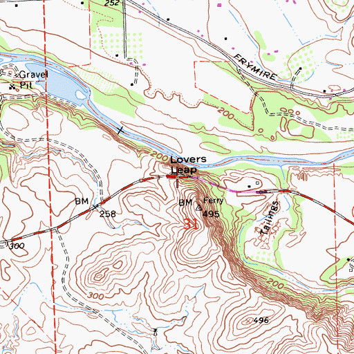 Topographic Map of Lovers Leap, CA