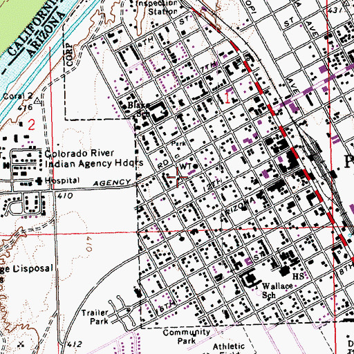 Topographic Map of Parker City Hall, AZ