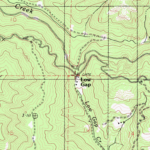 Topographic Map of Low Gap, CA