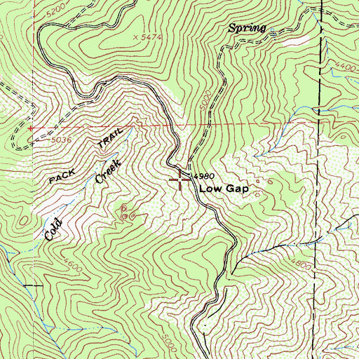 Topographic Map of Low Gap, CA