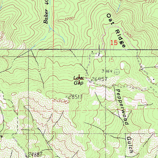 Topographic Map of Low Gap, CA