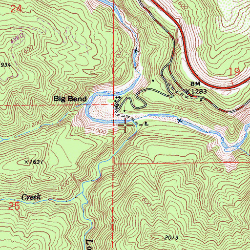 Topographic Map of Low Gap Creek, CA