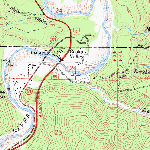 Topographic Map of Low Gap Creek, CA