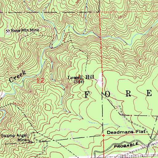 Topographic Map of Lowell Hill, CA