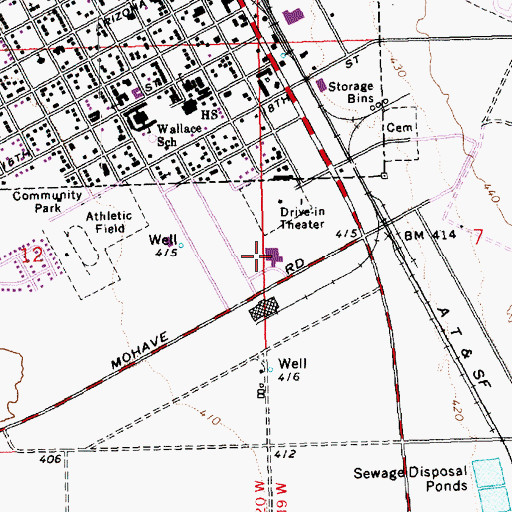 Topographic Map of La Paz Regional Hospital, AZ