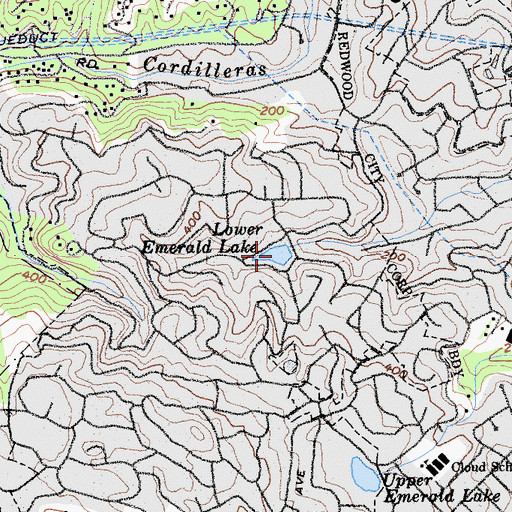 Topographic Map of Lower Emerald Lake, CA