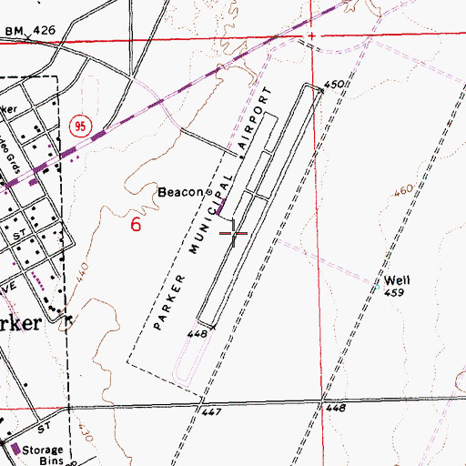 Topographic Map of Parker Municipal Airport (historical), AZ