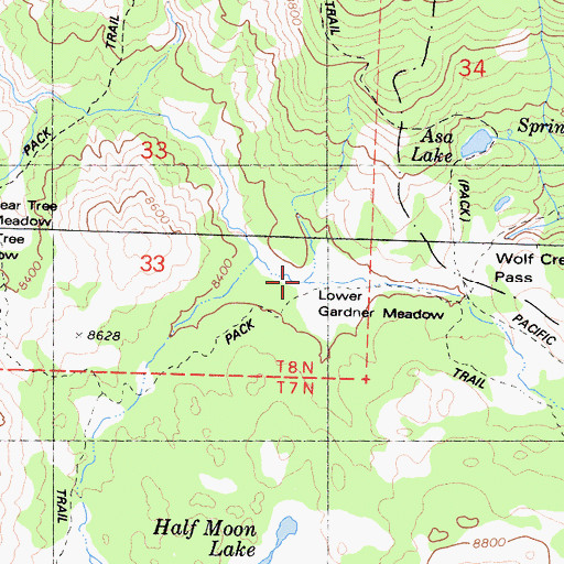 Topographic Map of Lower Gardner Meadow, CA