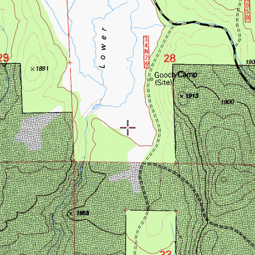 Topographic Map of Lower Gooch Valley, CA