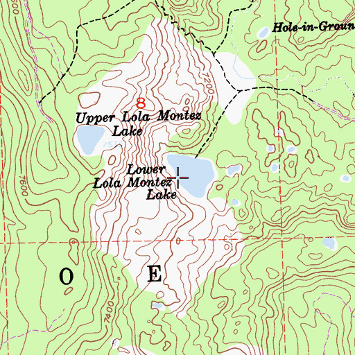 Topographic Map of Lower Lola Montez Lake, CA