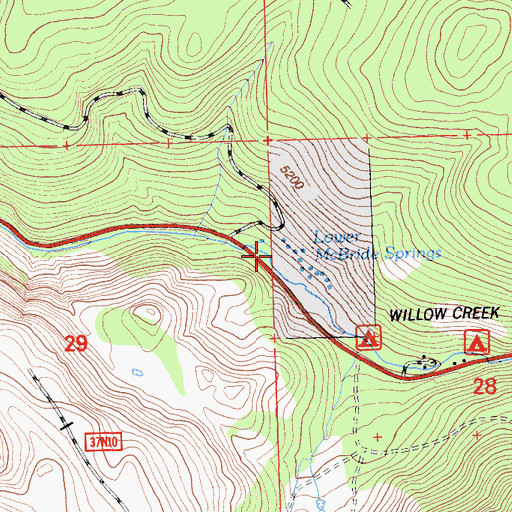 Topographic Map of Lower McBride Springs, CA