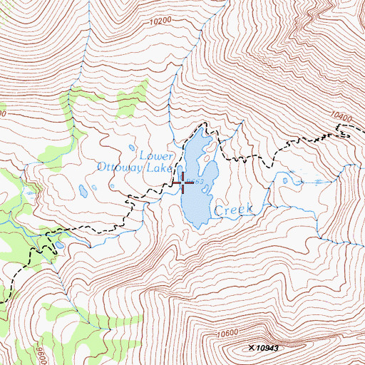 Topographic Map of Lower Ottoway Lake, CA