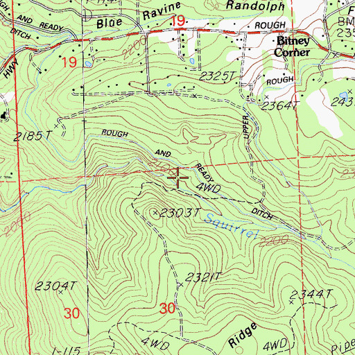 Topographic Map of Lower Rough and Ready Ditch, CA