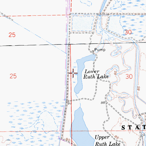 Topographic Map of Lower Ruth Lake, CA
