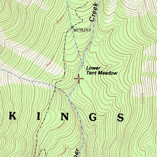 Topographic Map of Lower Tent Meadow, CA