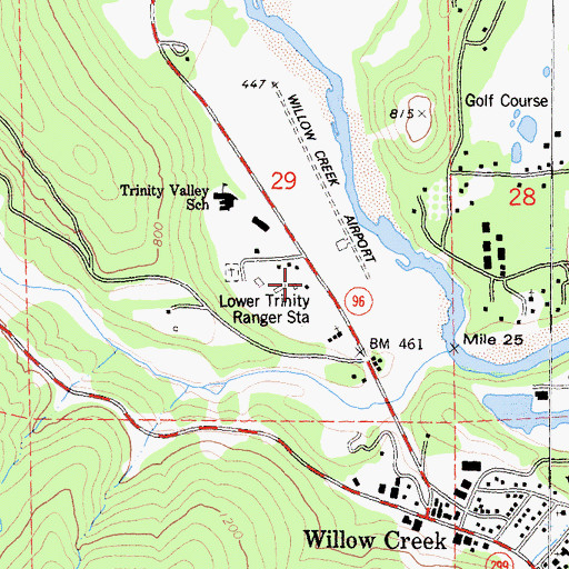 Topographic Map of Lower Trinity Ranger Station, CA