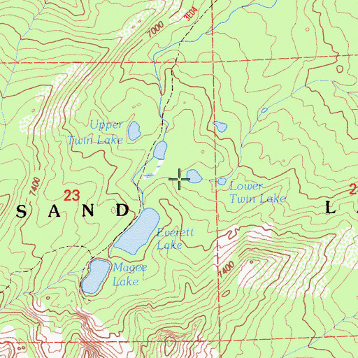 Topographic Map of Lower Twin Lake, CA