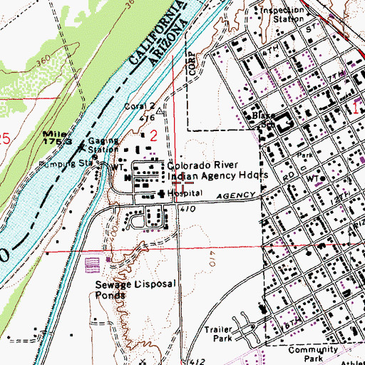Topographic Map of Parker Public Health Services Indian Hospital Colorado River Service Unit, AZ
