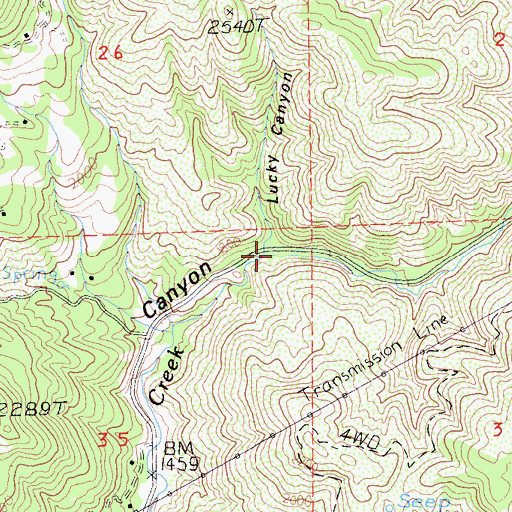 Topographic Map of Lucky Canyon, CA