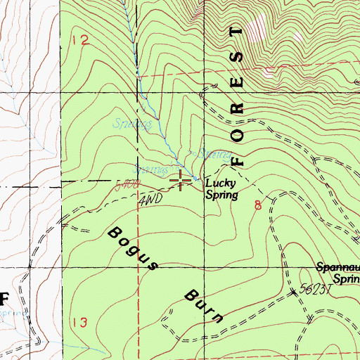 Topographic Map of Lucky Spring, CA