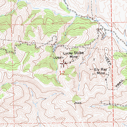 Topographic Map of Lucky Strike Mine, CA