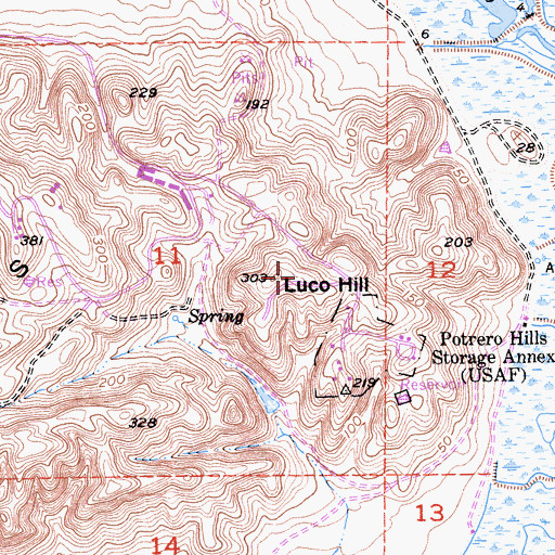 Topographic Map of Luco Hill, CA