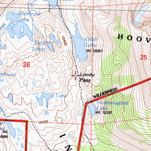 Topographic Map of Lundy Pass, CA