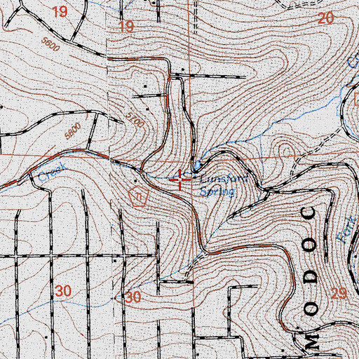 Topographic Map of Lunsford Spring, CA