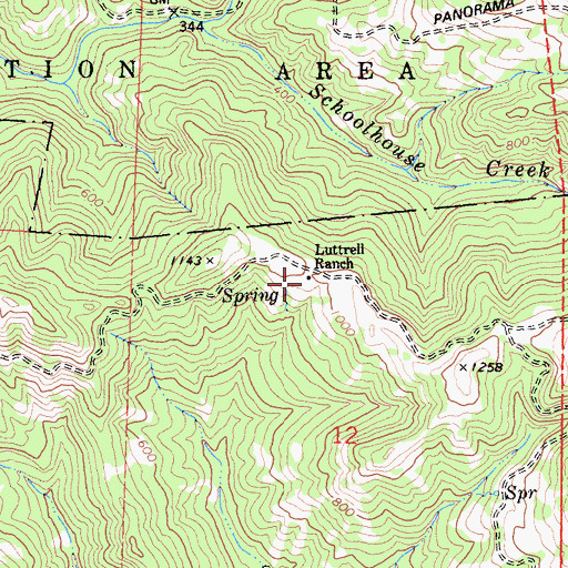 Topographic Map of Luttrell Ranch, CA