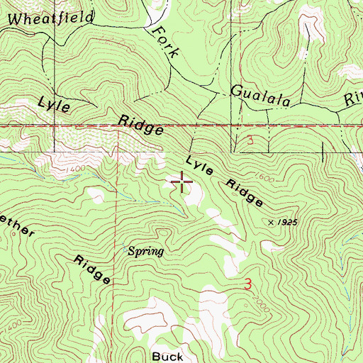 Topographic Map of Lyle Ridge, CA