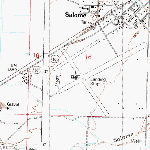 Topographic Map of Salome Airport (historical), AZ