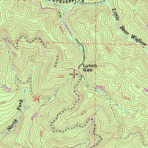 Topographic Map of Lynch Gap, CA