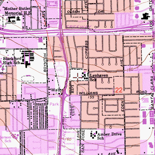 Topographic Map of Lynhaven Elementary School, CA