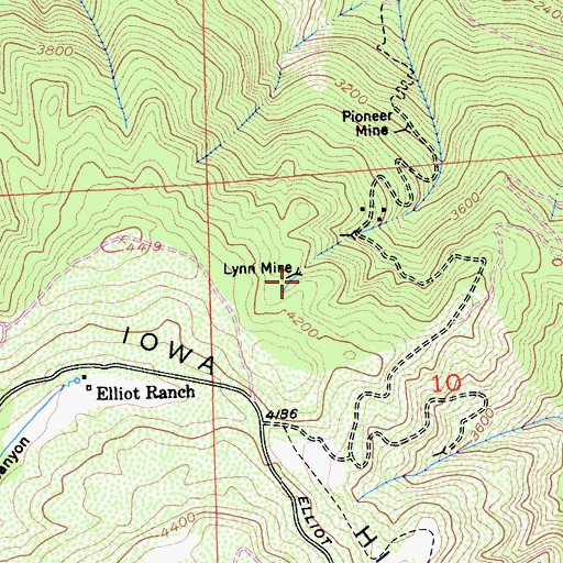 Topographic Map of Lynn Mine, CA