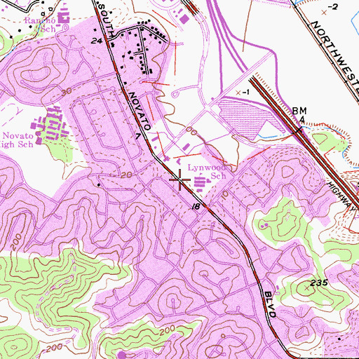 Topographic Map of Lynwood Elementary School, CA
