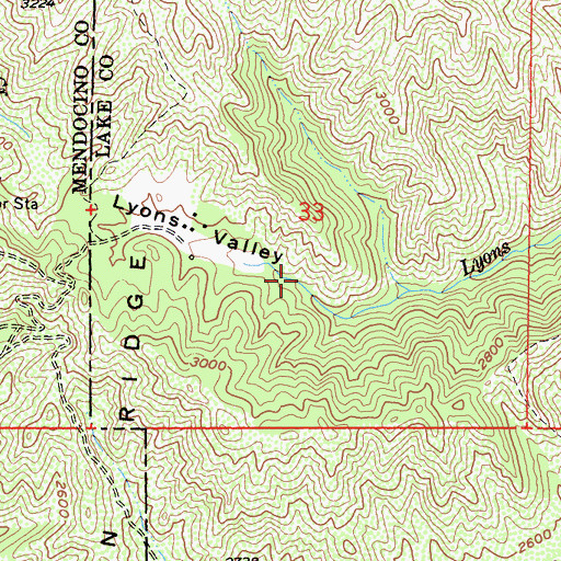 Topographic Map of Lyons Valley, CA
