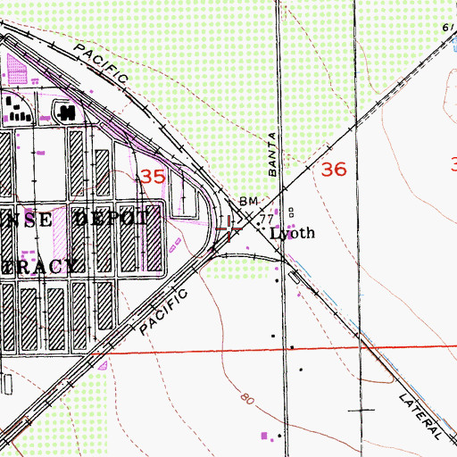 Topographic Map of Lyoth, CA