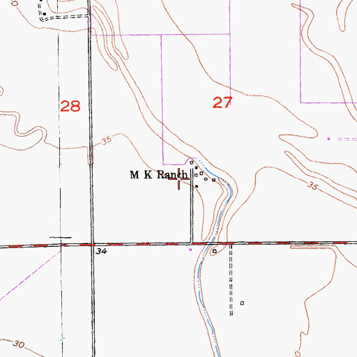 Topographic Map of M K Ranch, CA