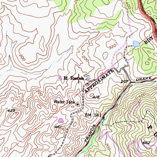 Topographic Map of M Ranch, CA