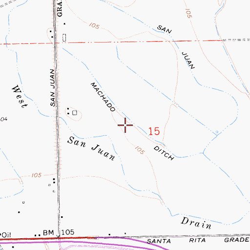 Topographic Map of Machado Ditch, CA