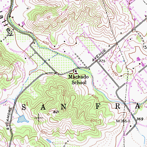Topographic Map of Machado School, CA